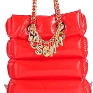 Vibrant Red Moschino Shoulder Bag with Gold Chain